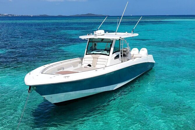 Fajardo Puerto Rico Island Adventure Private Boat Tour - Cayo Icacos: anchored near shore and the floating platform advantage